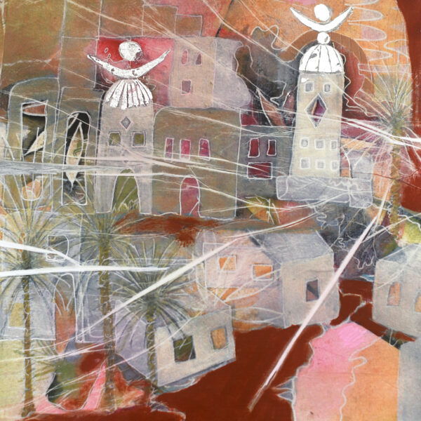 Village echoes, a print of mixed media painting